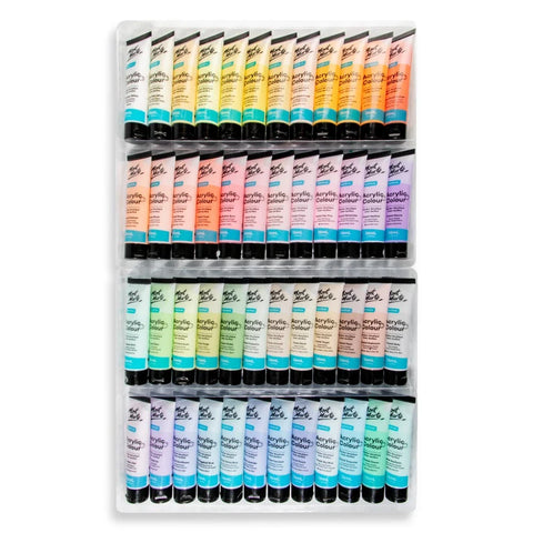 Mont Marte Acrylic Pastel Colour Paint Set 48 pieces x 36ml tubes – creamy texture, semi-matte finish, fast-drying for art and crafts.