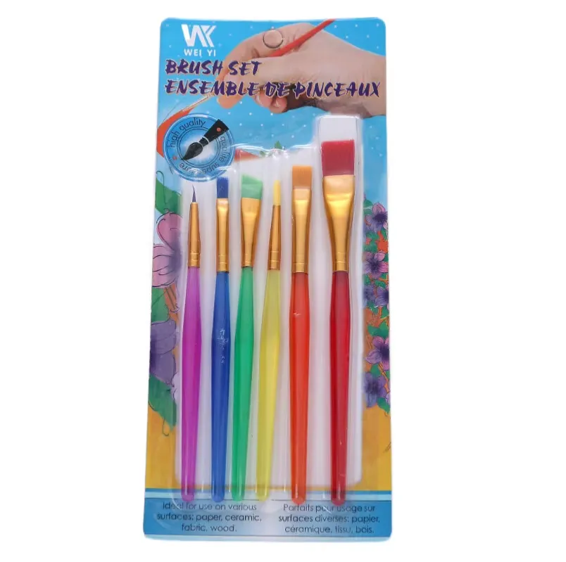 Shop the Keep Smiling 6pcs Candy Color Brushes for children! Ideal for artistic expression, these nylon brushes are waterproof and affordable at Qasimstationers.pk.