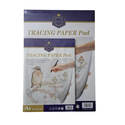 Shop the Keep Smiling Tracing Paper Pad, featuring 40 sheets of 60GSM in A4 and A3 sizes. Visit Qasimstationers.pk for unbeatable online prices!
