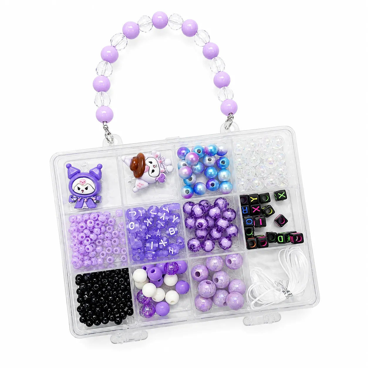 Create stunning bracelets with the Kuromi DIY Beads & Bracelet Making Kit! Includes cute charms and alphabet beads for endless crafting fun. Get yours today!