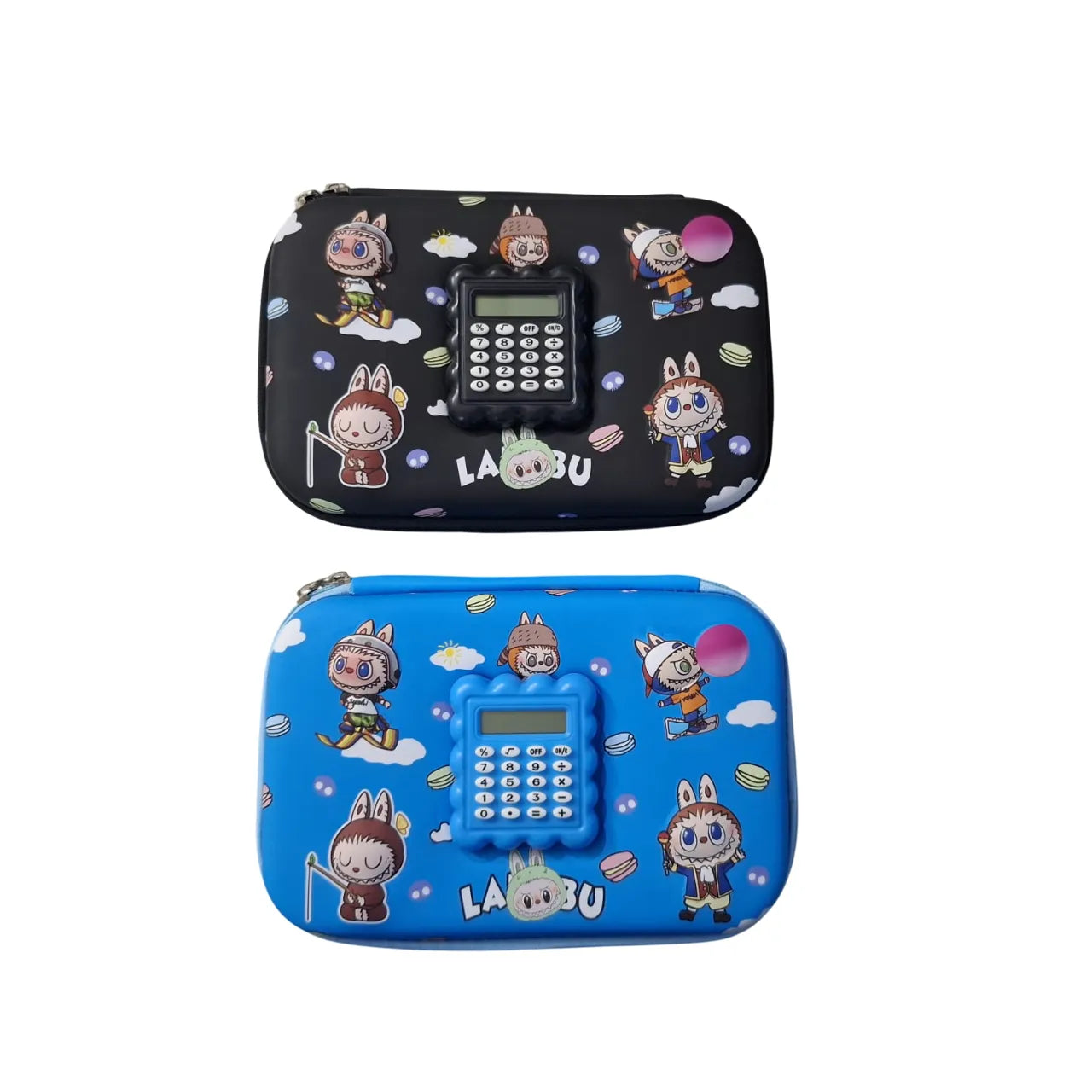 The Labubu 3D Embossed Pencil Case makes studying exciting! With a built-in calculator and organized space for supplies, it's perfect for school or travel.