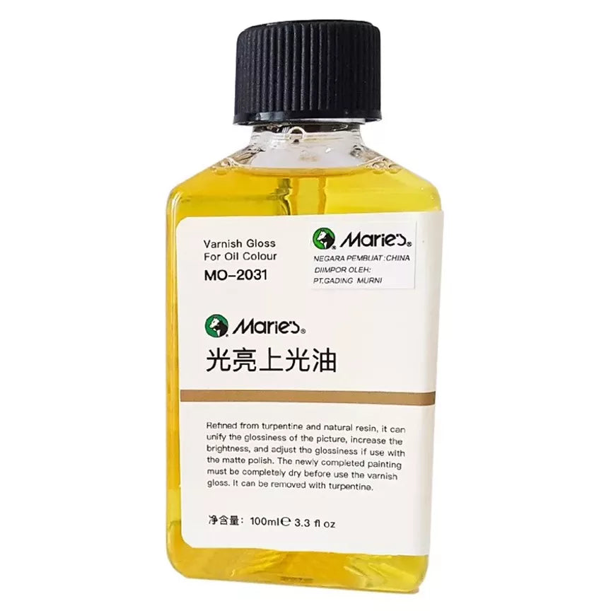 Maries Gloss Varnish For Oil Colors In 100ml Bottle · Provides a durable, glossy finish for oil paintings. · Intensifies colors and adds depth to artwork.