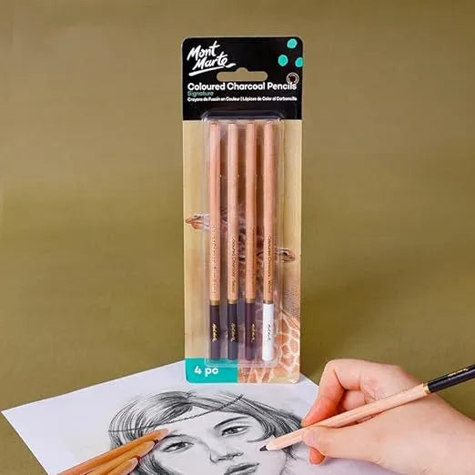 Find Mont Marte Colored Charcoal Pencils - 4 pcs at Qasimstationers.pk. Get the best deals and unleash your creativity with quality art supplies.