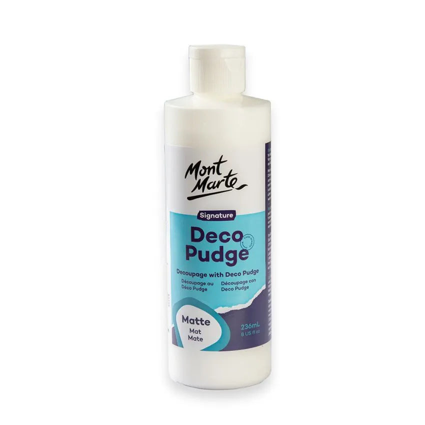 Shop Mont Marte Deco Pudge Signature Varnish 236ml at Qasim Stationers. Achieve a stunning matte finish for your crafts at unbeatable prices.