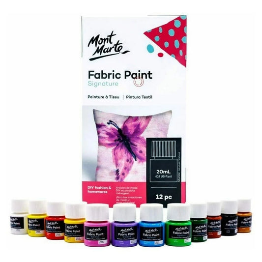 Buy Mont Marte Textile & Fabric Paint Set 12 Pcs x 20ml at Best Price in Pakistan. Best Art Supplies, Office & Stationery Store ✔ Free Delivery ✓ Art Deals.  Permanent Textile Paints Ideal Colors for Clothing, Bags and All Fabrics