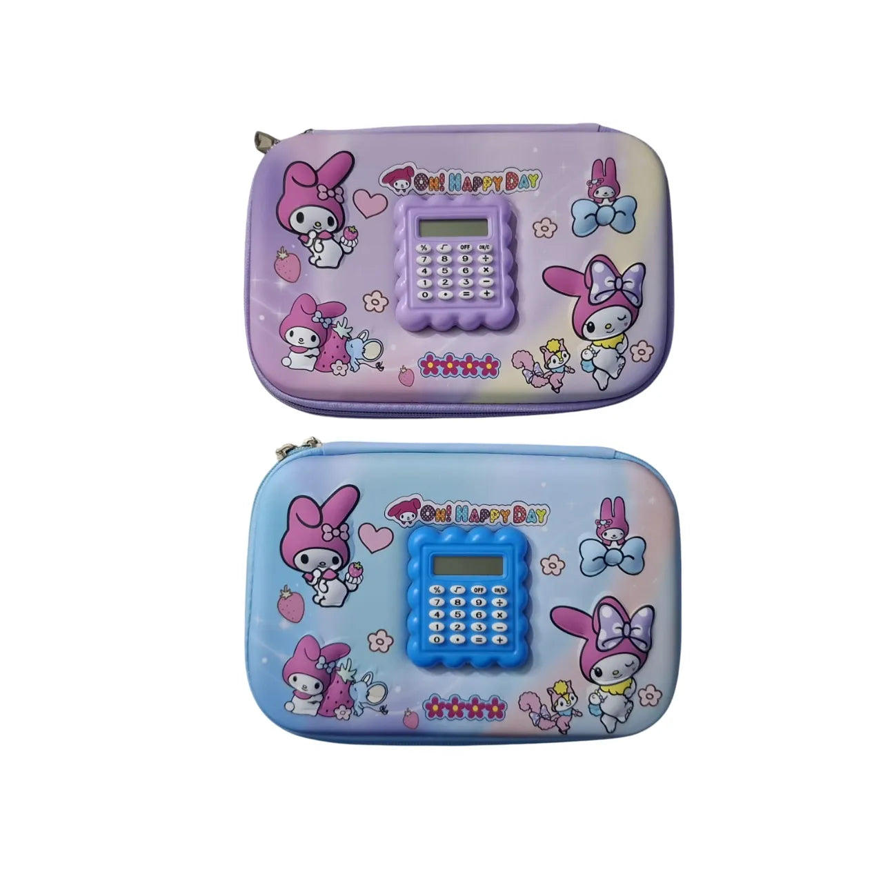 The My Melody 3D Embossed Pencil Case combines fun and functionality! With a built-in calculator and spacious design, it's perfect for school or as a gift.