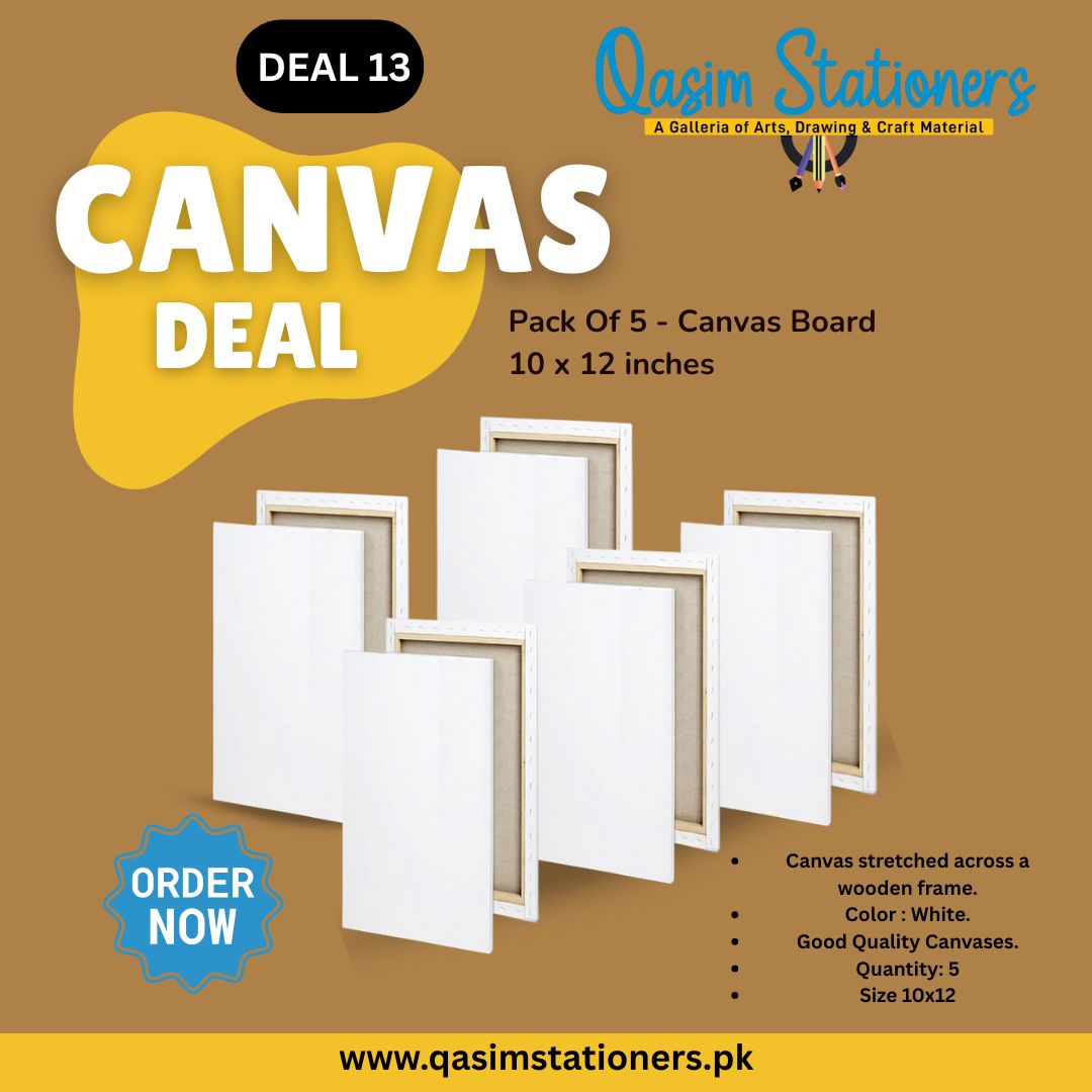 Pack Of 5 - Canvas Board 10 x 12 inches at Best Price in Pakistan. Best Art Supplies, Office & Stationery Store. ✓Free Delivery ✓Cash on Delivery ✓Deals 