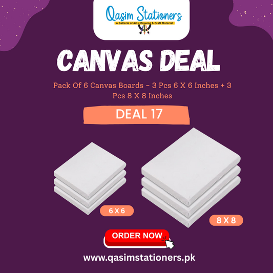 6 Piece of 6x6 and 8x8 Inches White Canvas Board at Best Price in Pakistan. Best Art Supplies, Office & Stationery Store. ✓Free Delivery ✓Cash on Delivery ✓Deals 