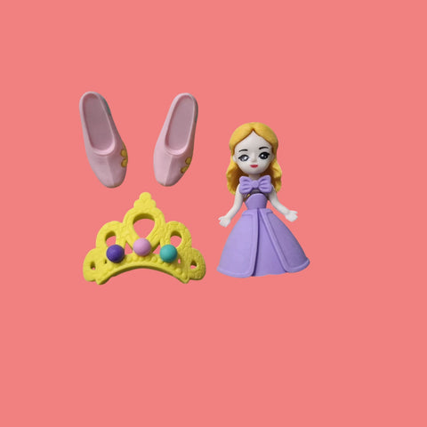 Princess Eraser 1 box of 4 small / mini erasers (1-3cm) / fancy erasers / rubbers - stationery rubber for kids - girls and boys