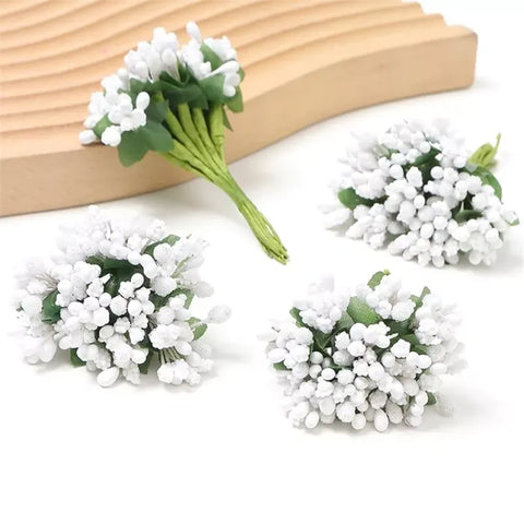 Artificial Fancy Flowers Stamens for Wedding Party, Wreath, Tiara, Jewelry Making, 12 Pollen Bunch