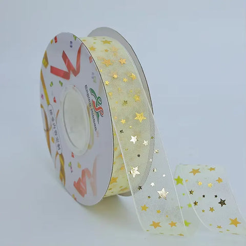 25cm x 10 yard Satin Organza Border Ribbon Chiffon for Gift Wrap and Decorations