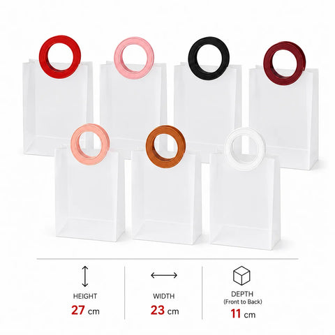 Shop premium Transparent Frosted Gift Bags with Round Handles at Qasimstationers.pk. Ideal for gifts and shopping, these reusable bags are a stylish choice.
