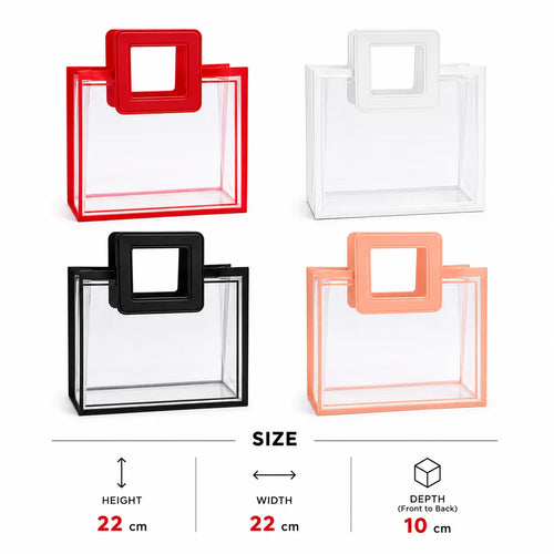 Shop high-quality transparent PVC gift bags with square handles at Qasimstationers.pk. Ideal for stylish gift packaging and eco-friendly shopping solutions.