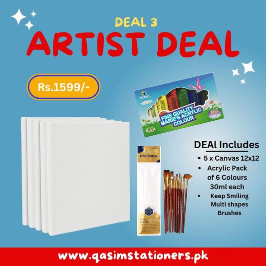 Packaged Includes
10 x Multi shapes Brushes
Large Wooden Palette
Marie's Oil Paints 
5 pcs Canvas 12x12
Excellent Material Quality
Original Brands