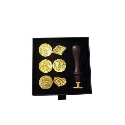 Shop high-quality wax seal stamps with elegant wooden handles and brass heads. Available in 7 designs at the best prices on Qasimstationers.pk.