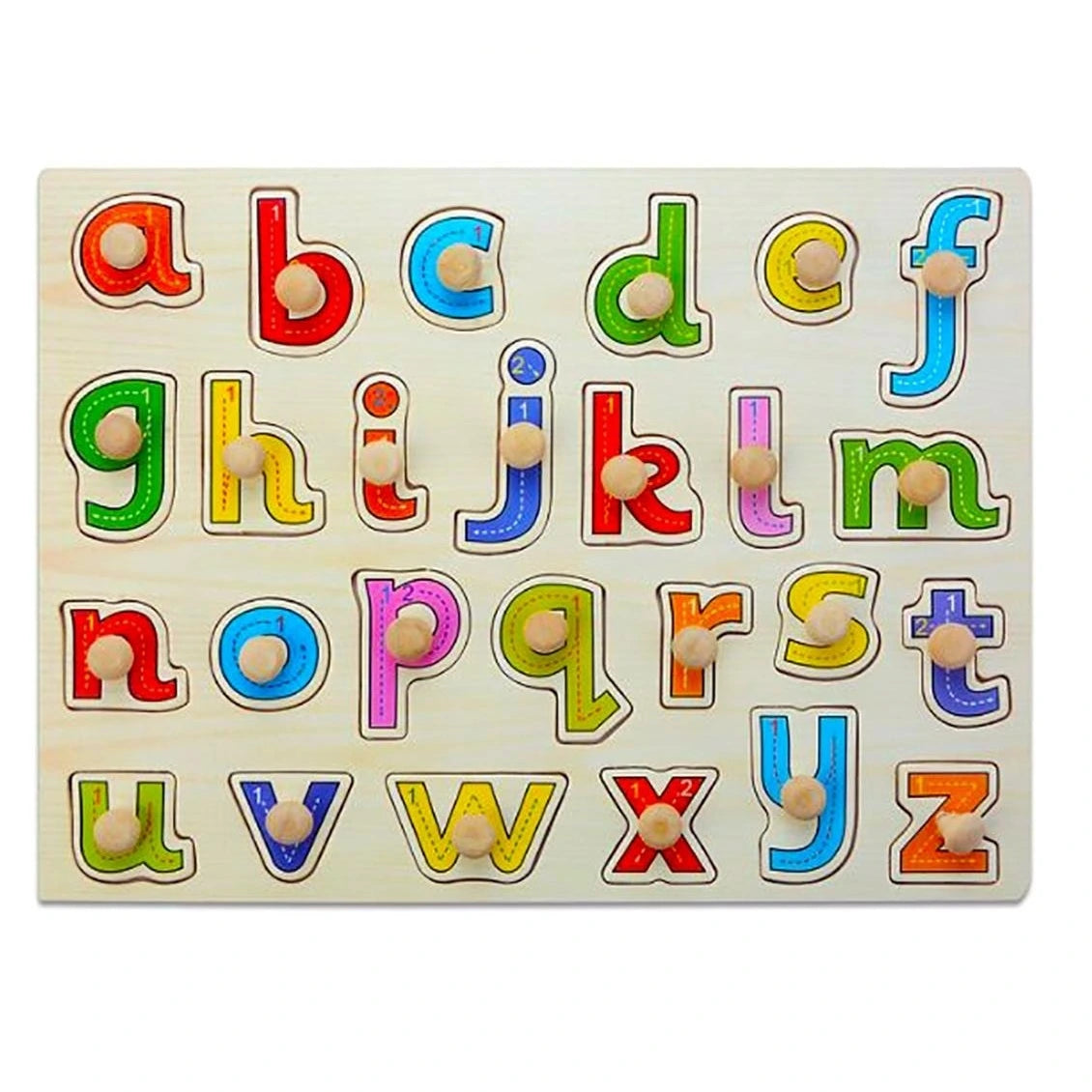 Engage your child in early literacy with our Wooden Alphabets Learning Puzzle. Designed for small letters, it makes learning fun and interactive.