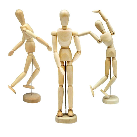 Hardwood manikins are useful tools to draw with flexible spring joints to permit life-like poses and mimic human.