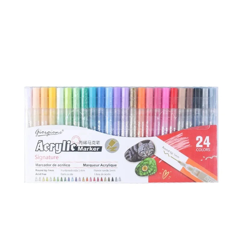 Giorgione Permanent Acrylic Paint Markers Set For Wood, Metal, Cardboard, Glass, Canvas 12/24