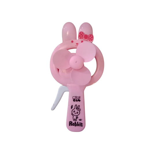 Cute rabbit mini handheld fan in pink, white and yellow colors for kids portable bunny fan