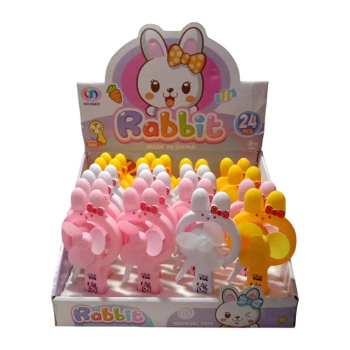 Cute rabbit mini handheld fan in pink, white and yellow colors for kids portable bunny fan